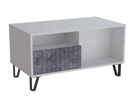 Журнальный стол Ливерпуль, белый/бетон темный 