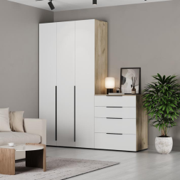 Шкаф 2-х дверный Х22 Харди, Дуб серый/Белый